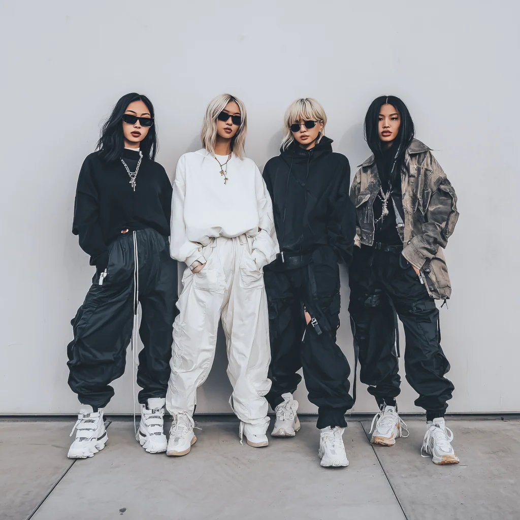 outfits de ropa urbana mujer 2026 con pantalones cargo y zapatillas streetwear
