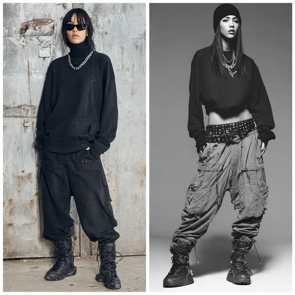 moda urbana mujer 2026 outfit tono oscuro